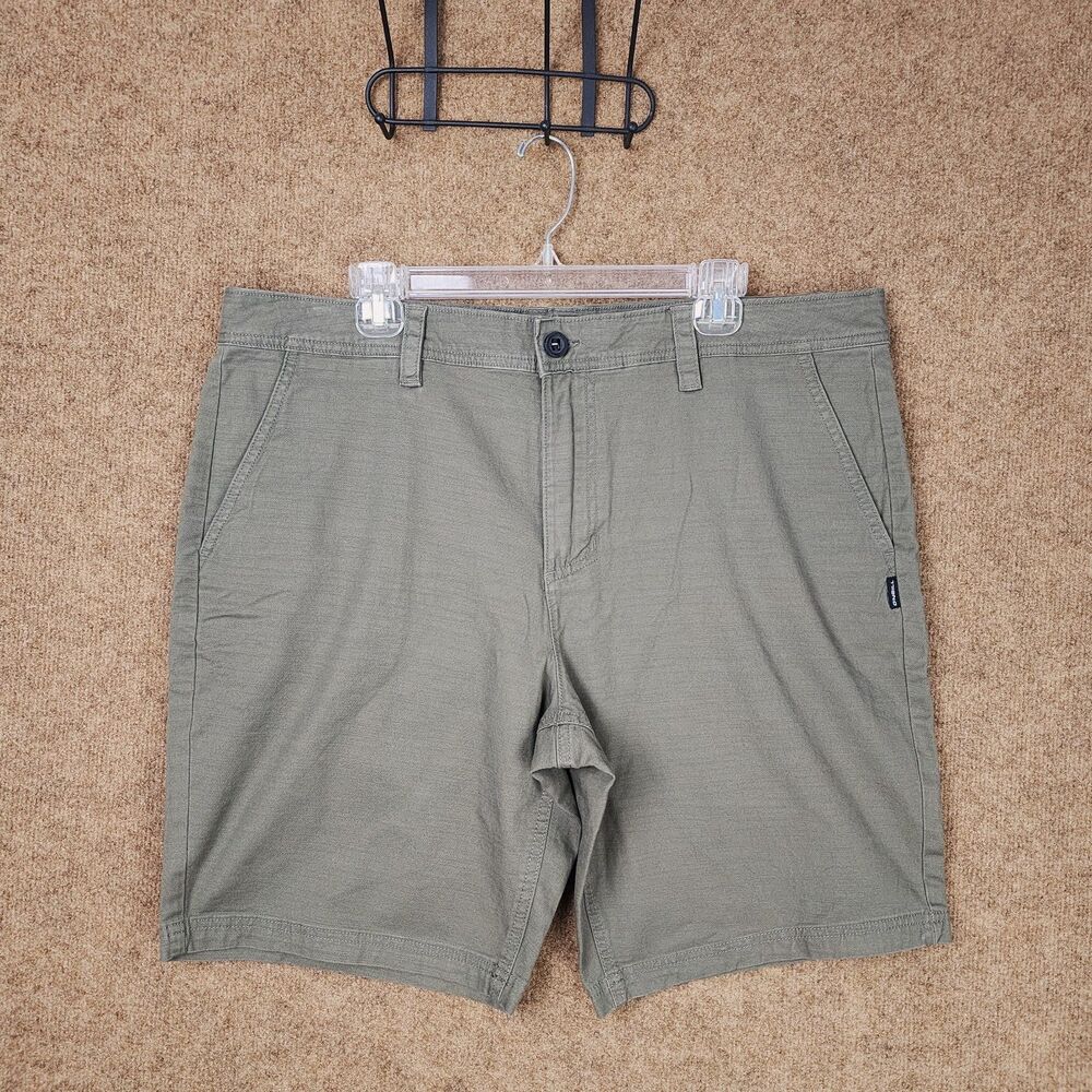 O'Neill Men 10" Shorts Standard Fit Khaki Green Casual Board Flat-Front Size 38